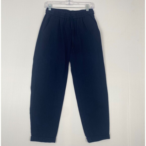 J.Crew Linen-Cotton Blend Navy Blue Drawstring Casual Pull On Pants Size 2 - Picture 15 of 16